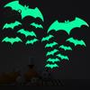 Glow Stickers Halloween Glow-in-the-Dark Bat Wall Stickers Luminous Cartoon Flying Bats Decals for Ceiling Door Window Decor Self-Adhesive Reusable