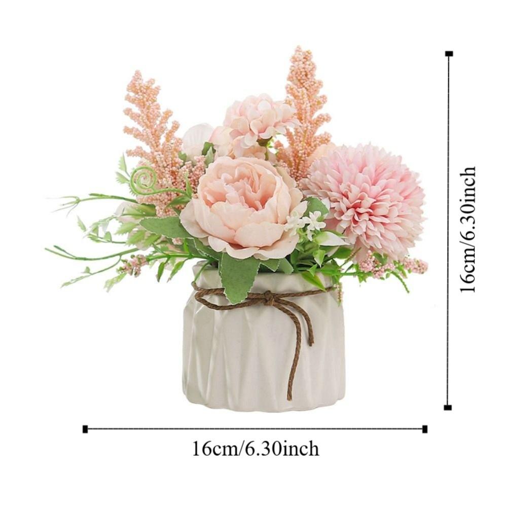 Realistic Artificial Flower Bonsai Rope Eternal Life Simulation Plant Bonsai with Ceramic Flowerpot No Watering