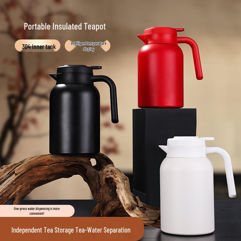 Smart Stainless Steel Thermos Teapot: Large Capacity for Home & Office Tea Brewing
