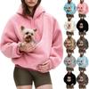 Damen Super Großes Kapuzensweatshirt Mit Haustier-Tasche Lässig Langärmelig Warmer Pullover