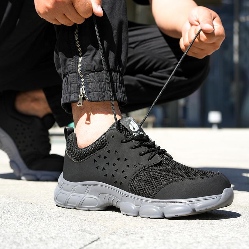 Men Work Boots Indestructible Safety Shoes Steel Toe Shoes Puncture-Proof Work Sneakers Anti-Slip Wear Resistant Protective Boot