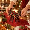 Holiday Home Decor Ornaments Black Metal Candle Holder Hollow Bow Sleigh Reindeer Bell Snowflake Tea Family Gathering Atmosphere Props Light