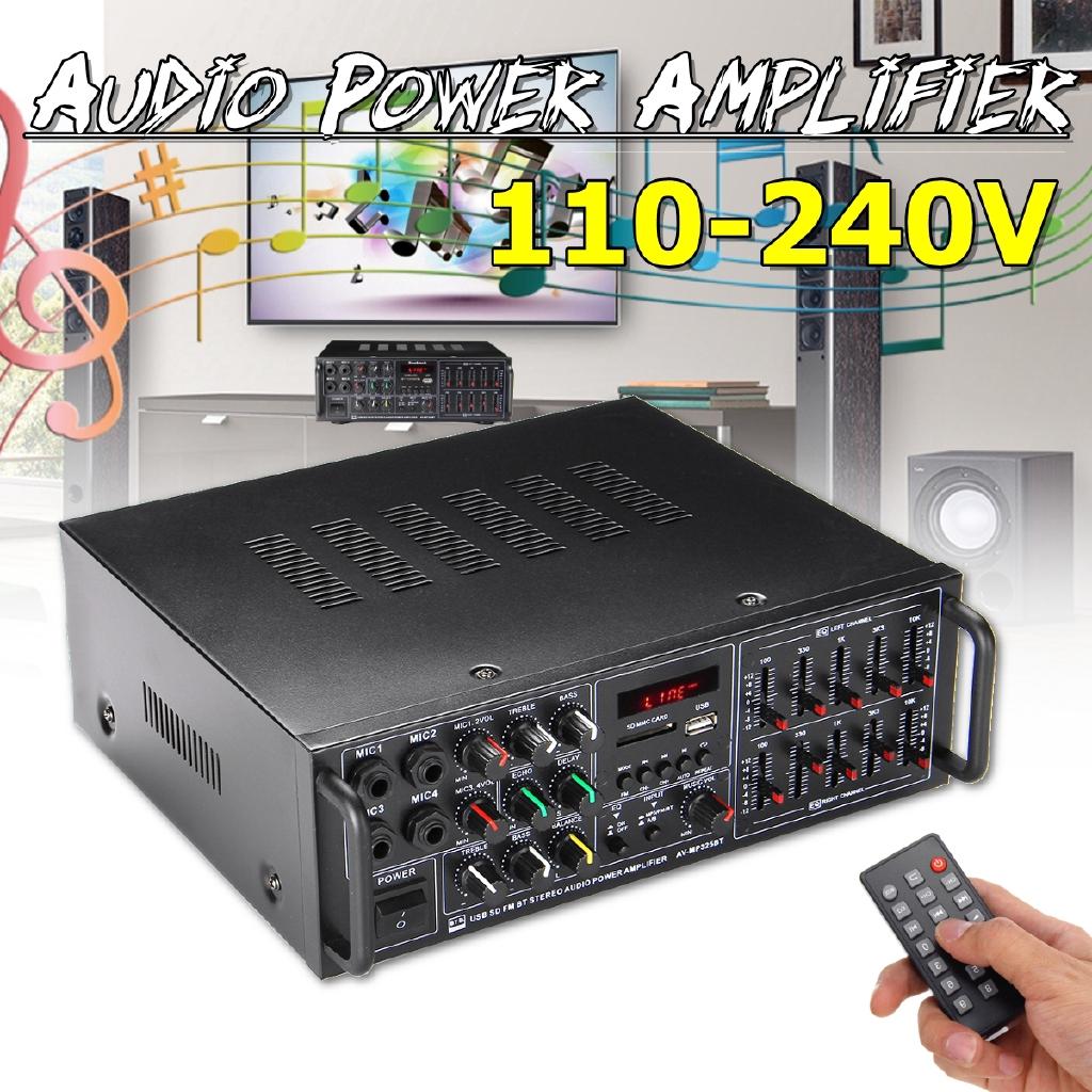 110-240V bluetooth Power Amplifier System Sound Audio Stereo Receiver Support 4 Way Microphone Input Home Theater 2000W