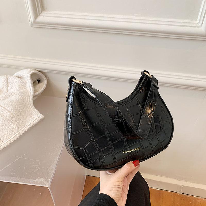 

Высококачественная модная сумка через плечо на одно плечо, зимняя, новая, с каменным узором, текстура, полумесяц, сумка для подмышек, ретро-сумка для поездок на работу