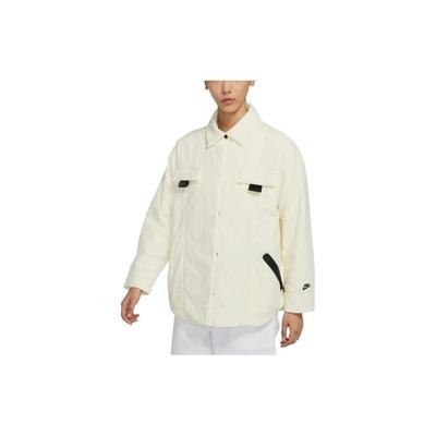 Solid Cotton Shirt Jacket Women Outerwear Beige DD4631-715