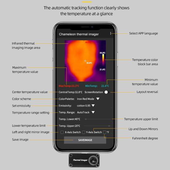 Thermal Imaging Camera with Layout Revert Compact Portable Universal Mobile Phone Thermal Imaging Camera Thermal Imager