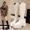 New Women Boots Zipper Thick High Heels Women Thick High Heels Autumn Winter Boots Knee High Botas