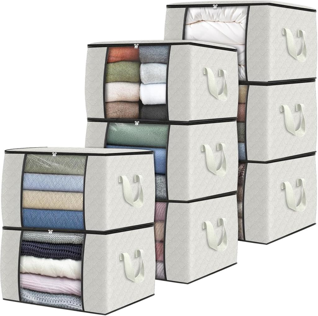 Fab Totes Storage Bags,Clothes Blanket Storage Bins Foldable Closet Organizers with Reinforced Handle for Home Dorm Storage and Organization