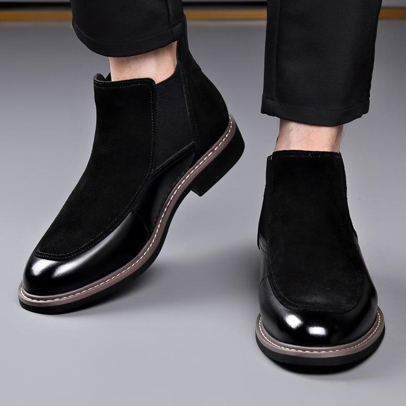 Men's Trendy Velvet-Lined Martin Chelsea Boots for Autumn/Winter