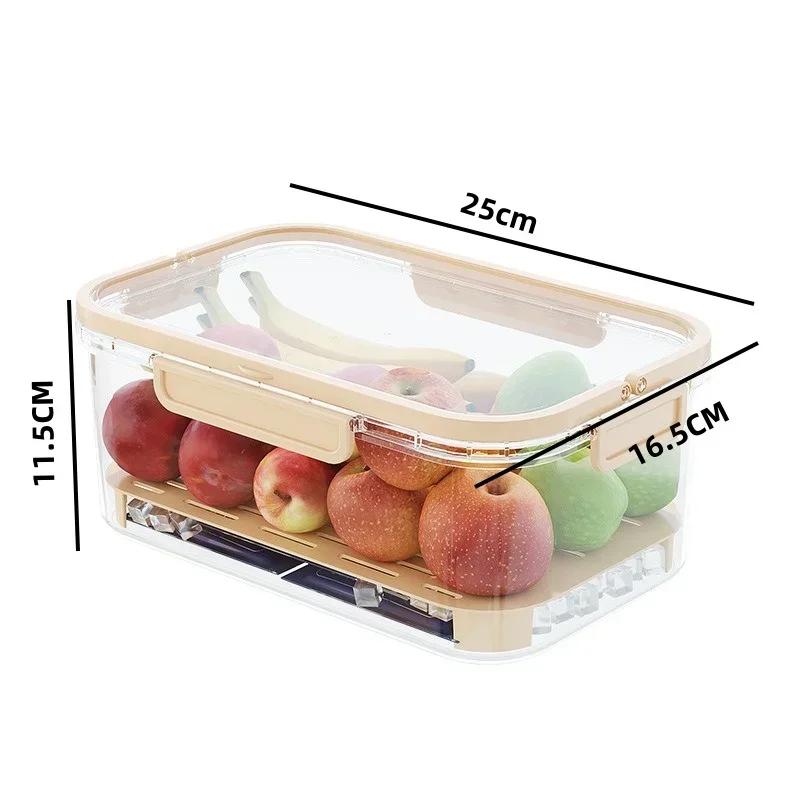 Portable Handheld Food Preservation Box Crisper Large Capacity Multifunctional Sealed  Vegetable Fruit Sealed Box Drain Basket