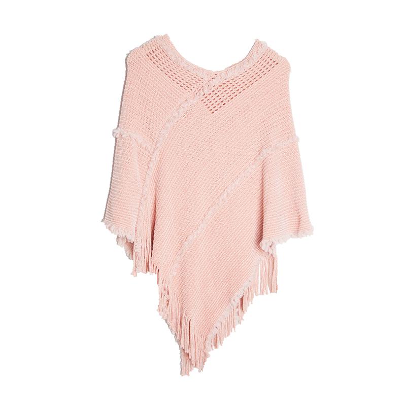 Chic Knitted Elegant Women Scarf Solid Hollow Pullover Wrap Shawls Tassel Lady Chales Femme Ponchos Capas Mujer Cachecol Party