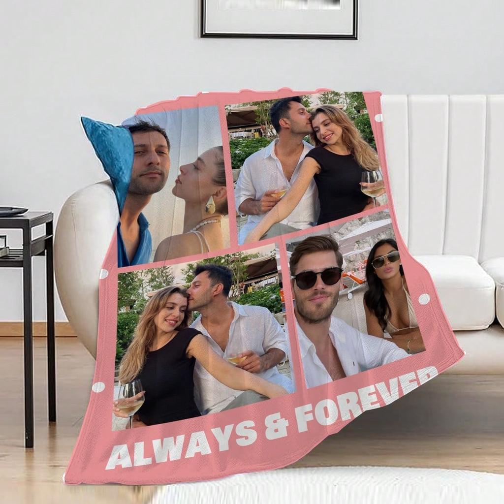 1PC Custom Personalized Blanket Personal Photo Flannel Bed Blanket Birthday Wedding Couple Valentine's Day Holiday Gift Blanket