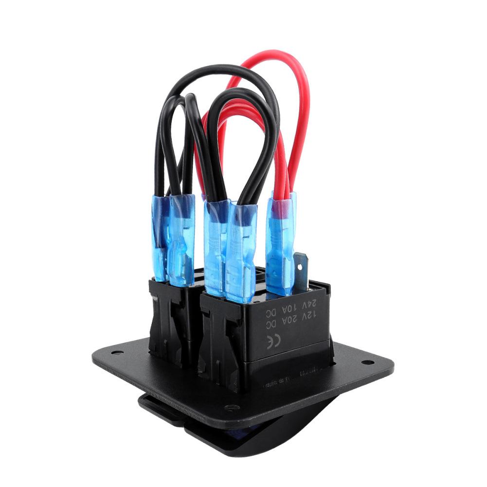 Rocker Switch Panel Marine Boat Toggle Switch Panel DC12-24V Blue LED Light Toggle Switch Panel Waterproof For Car Truck Boat