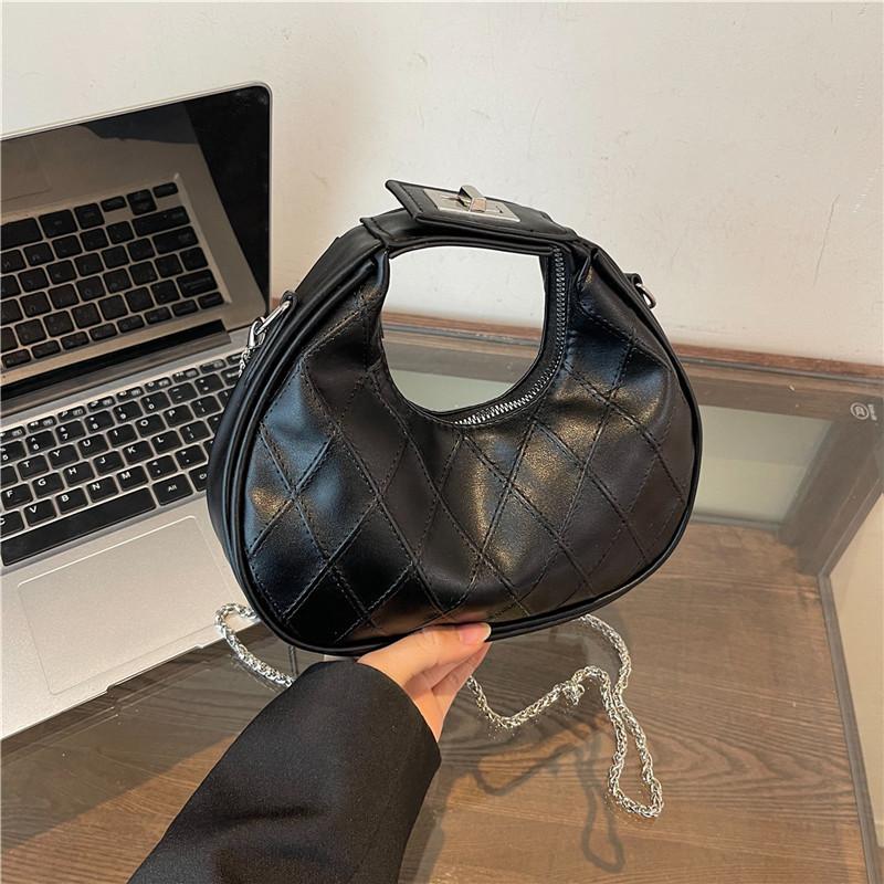 Crescent Stylish Crossbody Bag With Chain Strap And Lingge Design Daily For