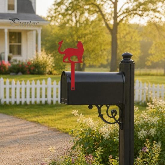 Butterfly Iron Decoration Yard Signage with Fixed Holes, Metal Cat Decoration, American Mailbox Pendant Outdoor Sign for Wood Leather Mailboxes