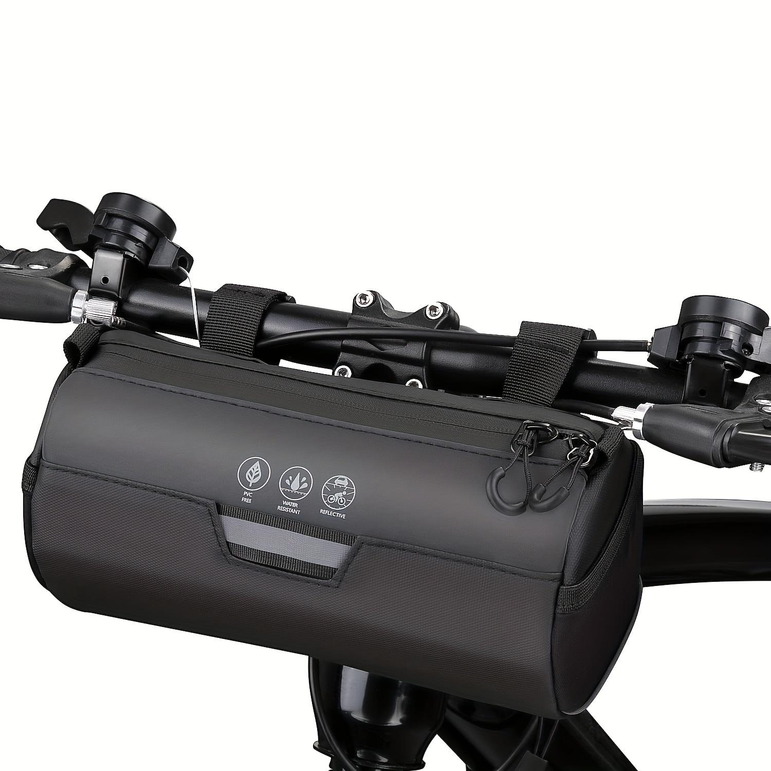 Bike Handlebar Bag Waterproof - Bicycle Handlebar Roll Bag with Large Reflective Area, Bike Front Pouch with Waterproof Zipper чёрный