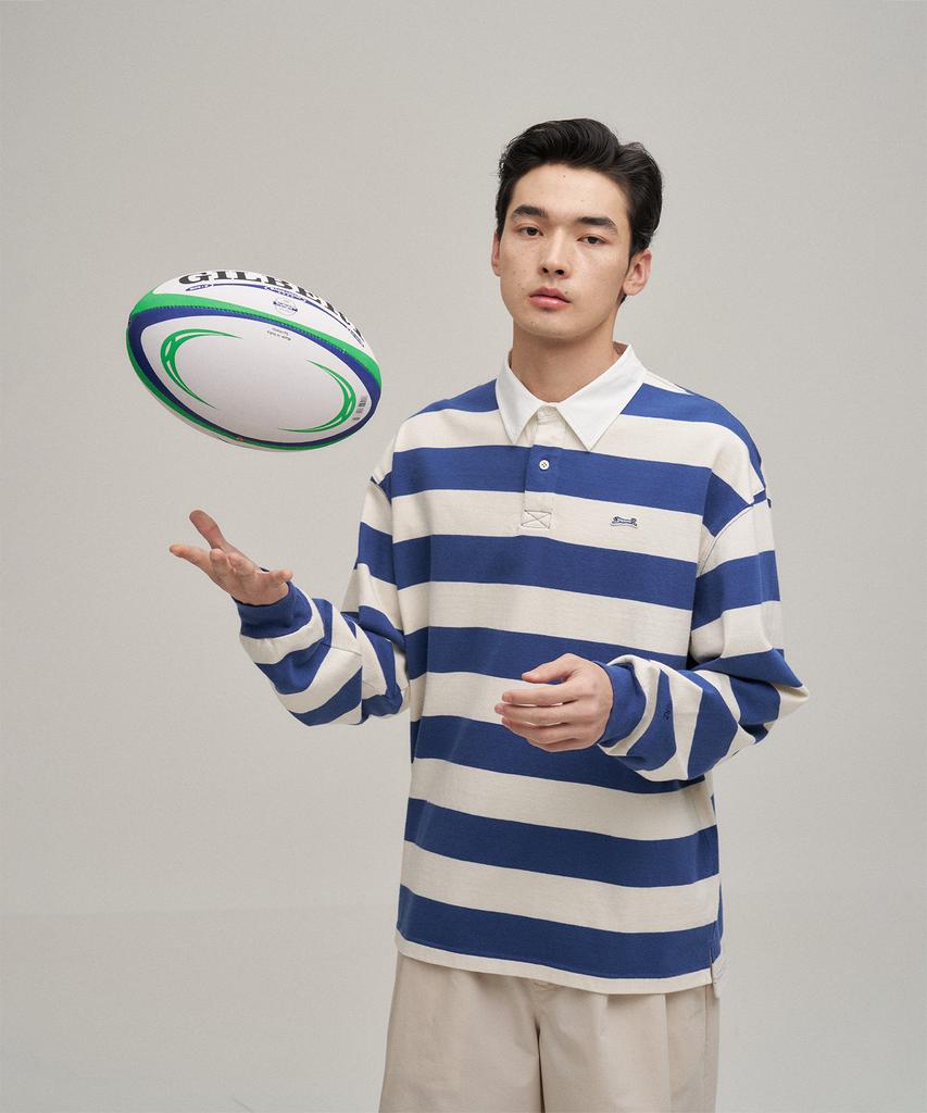 LE TIGRE Rugby Stripe Longsleeve T-Shirt (Ecru-Blue)