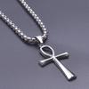 4mm Width Stainless Steel Jewelry Chain Necklaces For Women Men Accessories Ankh Cross Pendant Charm Necklace Statement Fashion