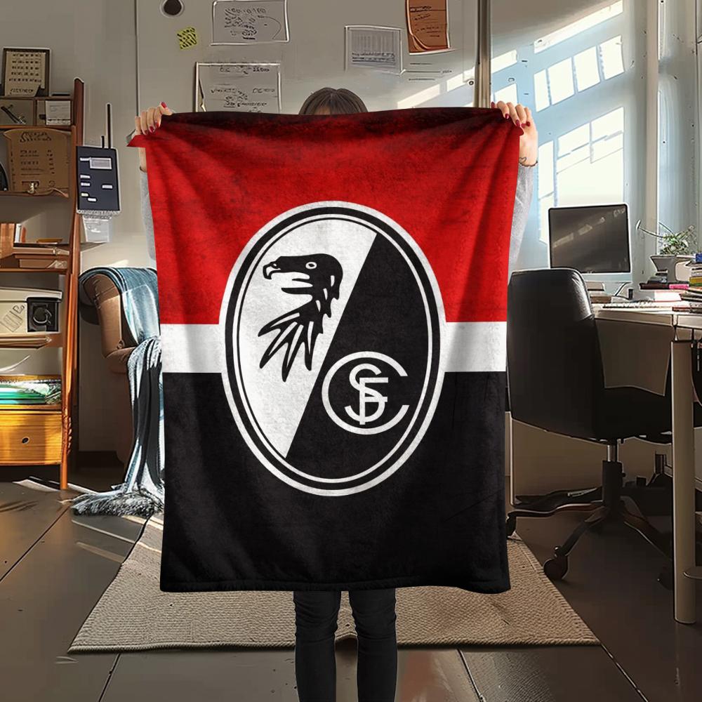 1pc SC Freiburg Print Flannel Blanket, High Quality Comfortable for All Seasons, Home Decor, Warmth and Comfort, Perfect for Christmas Gifts80