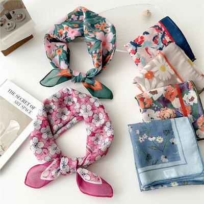 Baumwolltaschentuch Damen Halstücher Kleines Bandana Kopf-Nackentücher Damen 53x53CM Bedrucktes Stirnband Süßes Haartuch für Damen