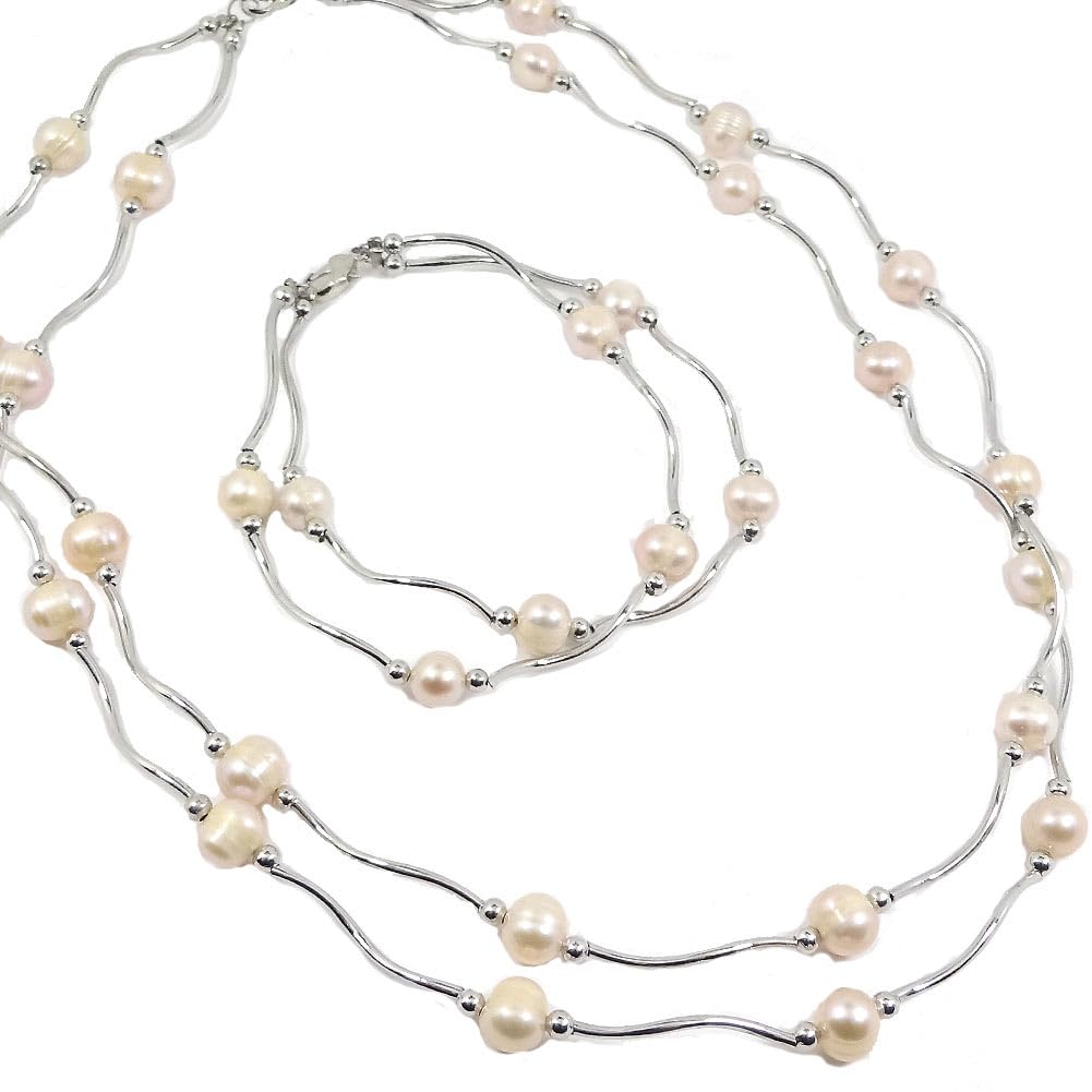 

[Your and My Jewelry Box] Freshwater Pearl Design Necklace & Bracelet / Convertible Type / 9449