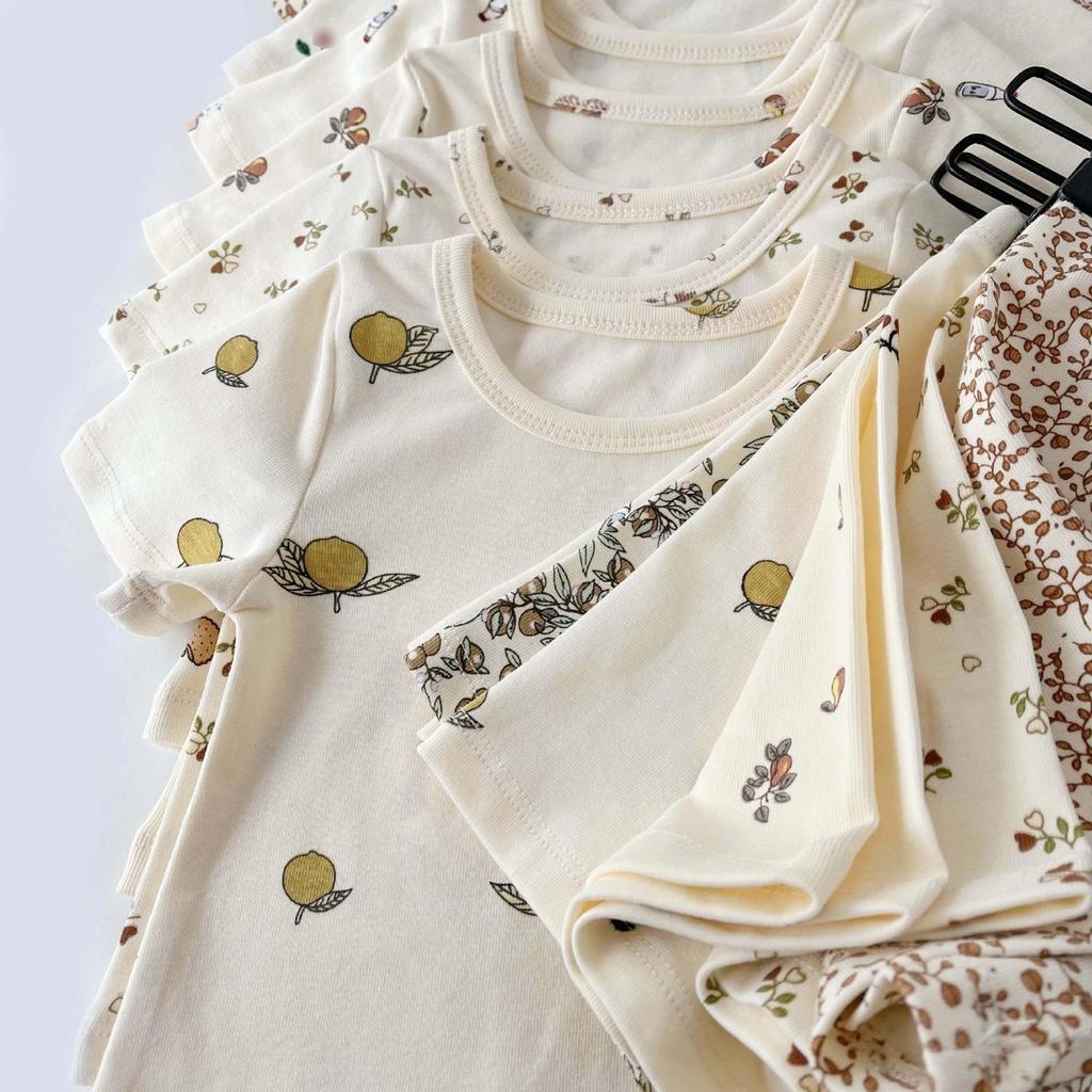 Danish-style Cotton Girls' Summer Pajama Set - Short Sleeve