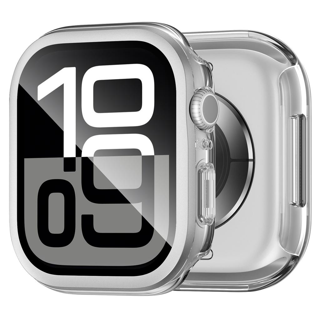 Für Apple Watch Series 10 46mm Hartes PC IML Uhrengehäuse mit gehärtetem Glas Bildschirmschutzfolie