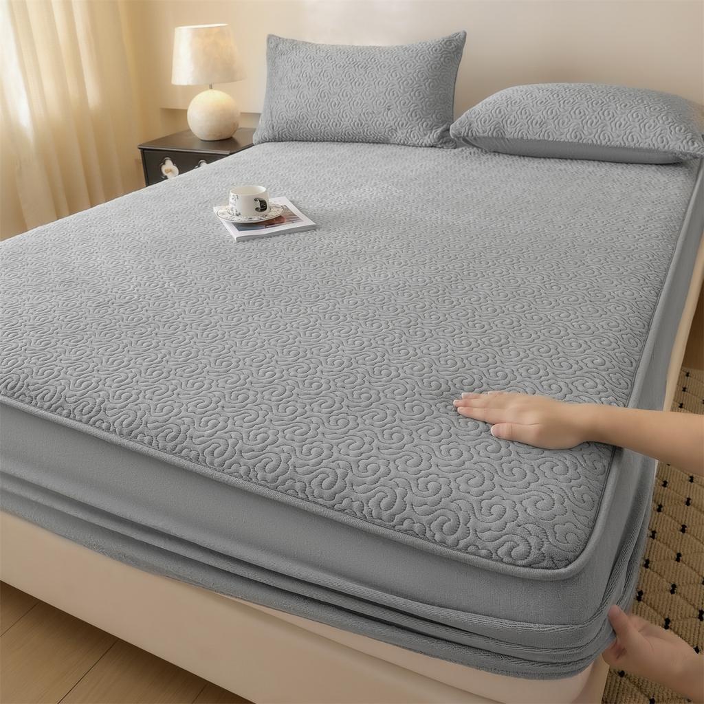 Class A Milk Velvet Quilted Bed Sheet Single Piece Thickened Anti-slip Bed Cover Mattress Protective Cover Bedding Set