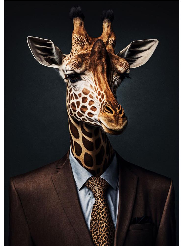 Mode Business Anzug Tiere Eule Affe Elefant Porträt Leinwand Malerei Poster Druck Wand Kunst Für Wohnzimmer Wohnkultur