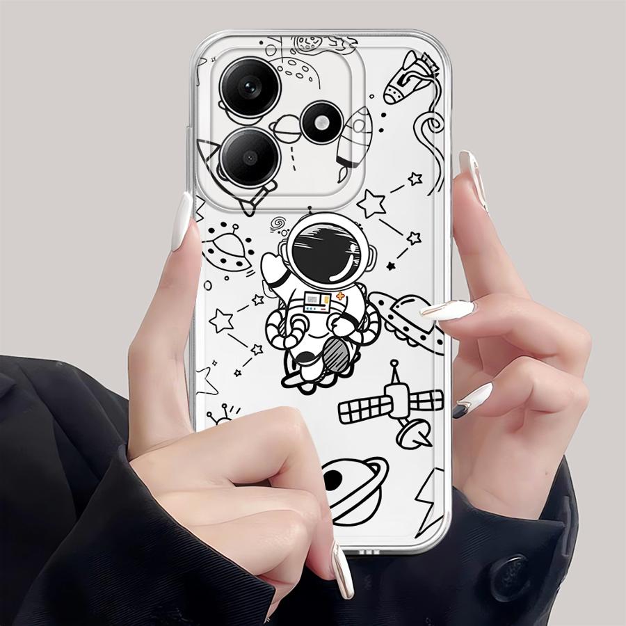 Cartoon Niedliche Astronauten Hülle für Xiaomi Redmi Note 14 Pro Plus 13C 14C A4 Note 13 11S 11 10S 9 10 12S 12 Weiche Handyhülle