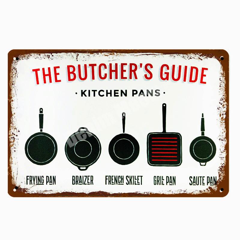 BUTCHER'S GUIDE Vintage Metall Zeichen Küche Dekorative Platten Plaque Cut Rindfleisch Pferd Huhn Schwein Poster Ente Wand Aufkleber N265