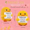Little Yellow Duck Positive Crochet Animals Doll With Card Desktop Ornament Emotional Support Handmade Knitted Cheer Up Toy