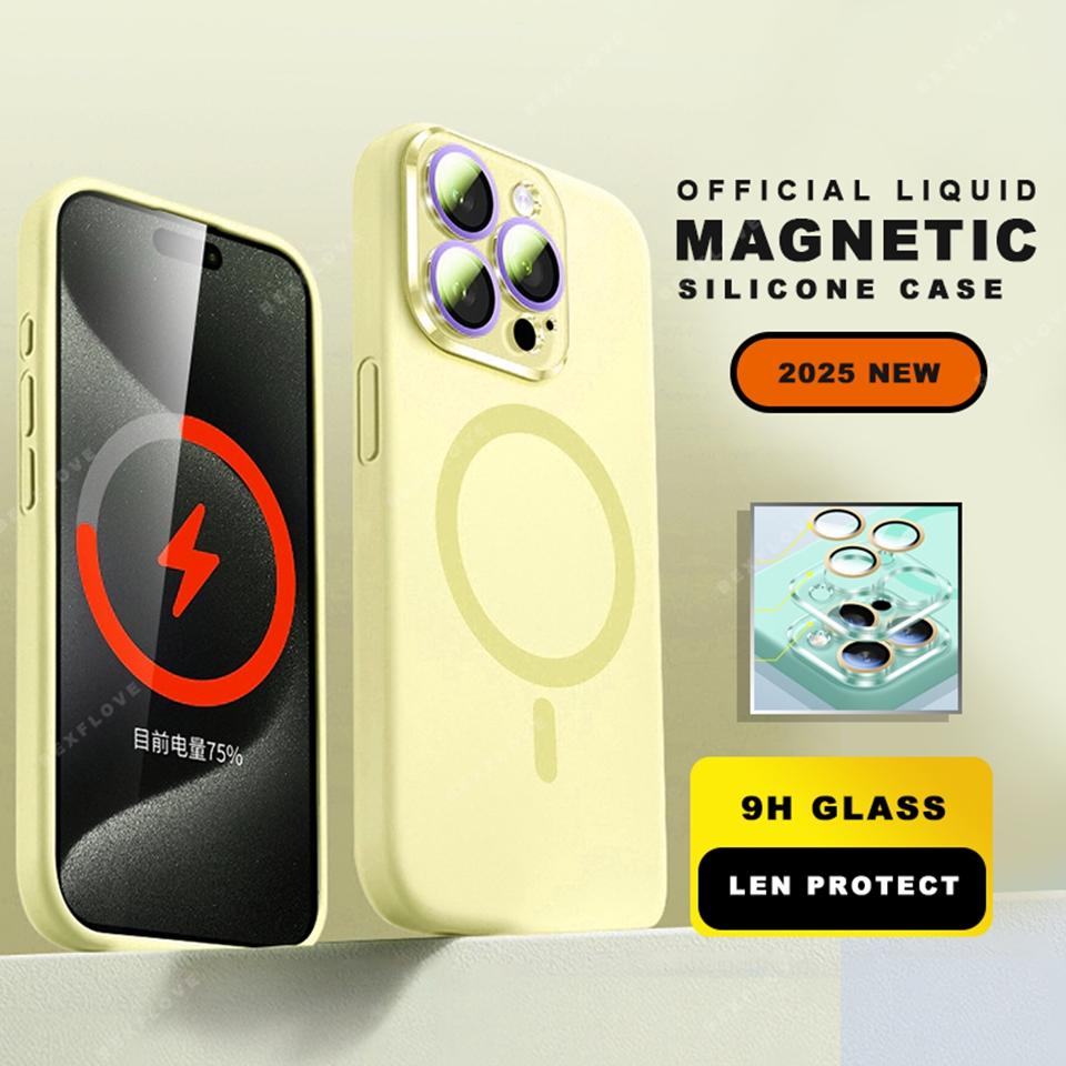 Liquid Silicone Magnetic Phone Case For iPhone 15 14 16 Plus 11 12 13 16 Pro Max Magsafe Wireless Charge Protector Soft Cover