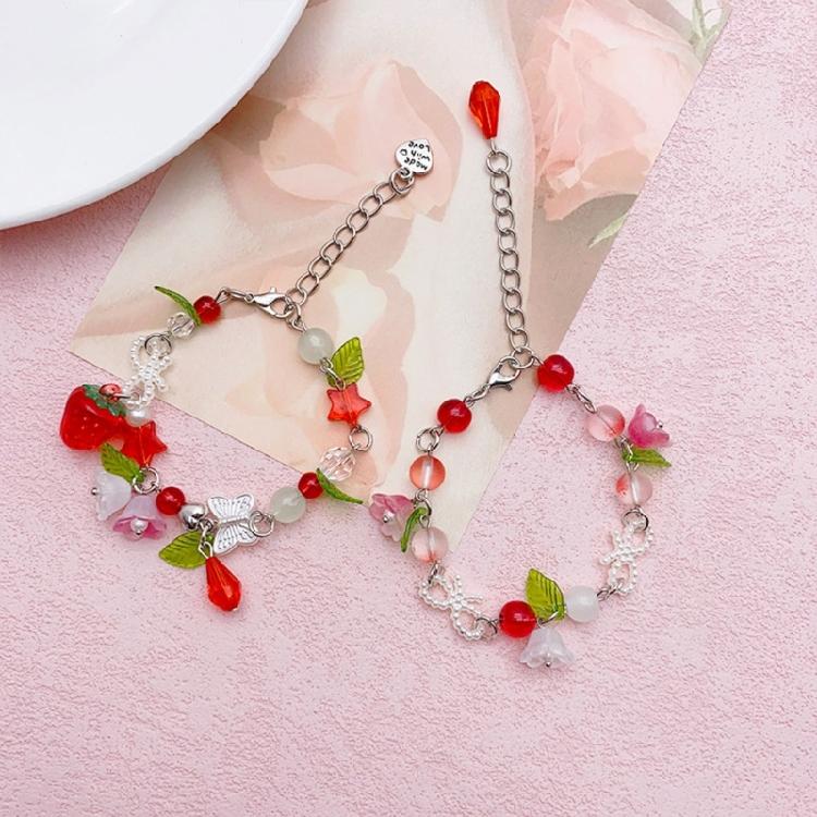 Sweet Flower Bracelet for Women Fashion Bowknot Pearl Beaded Bracelets Jewelry