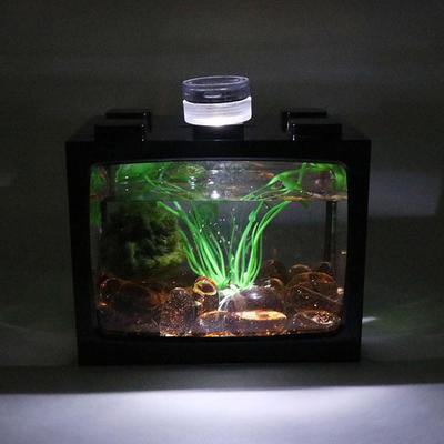 Mini rezervor de pește transparent Design stivuitor creativ cu lumină albă LED pentru broaște țestoase de pește Rezervor de acvariu ecologic acrilic