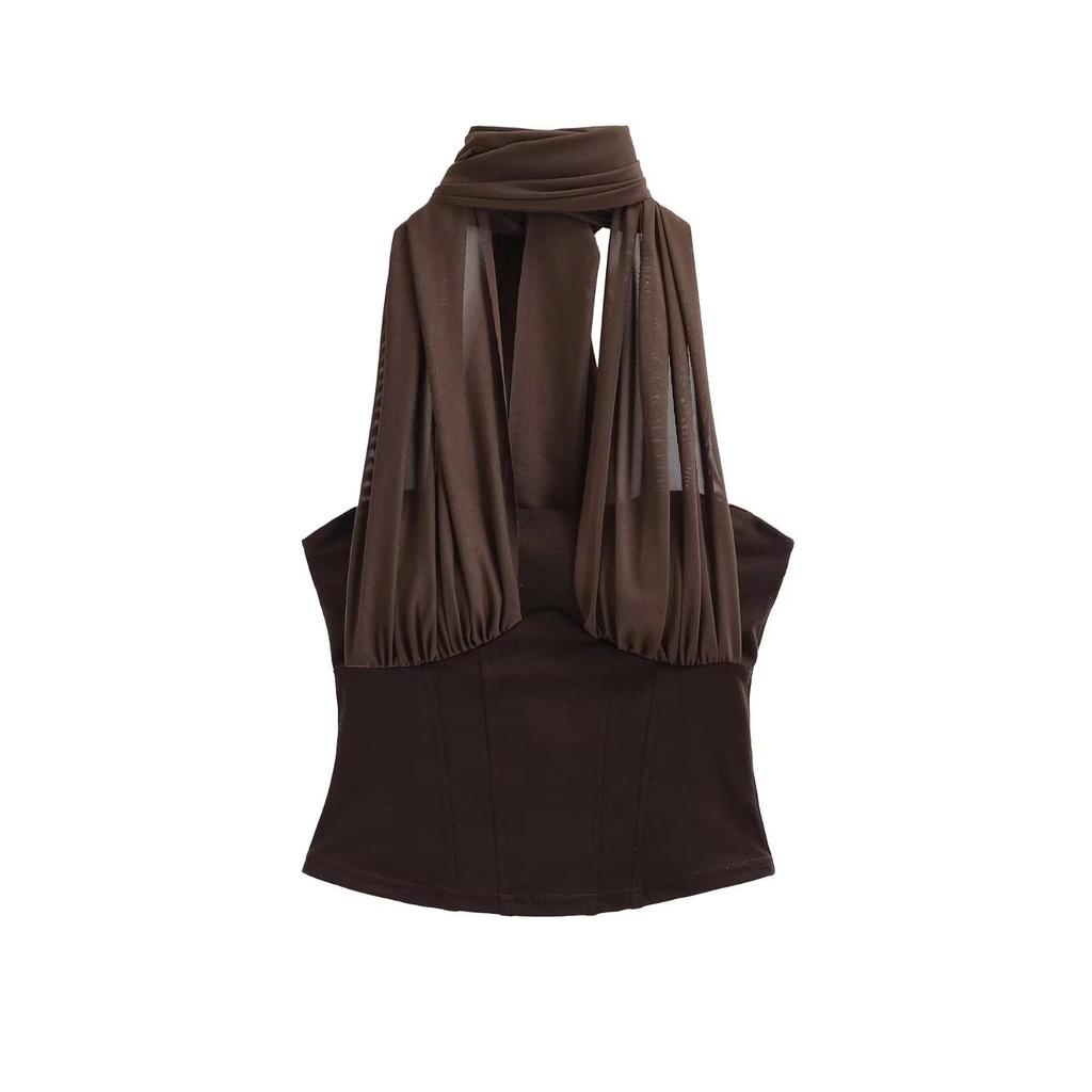 Spring 2026 New Arrival: Sexy Mesh Halter Crop Top for Women