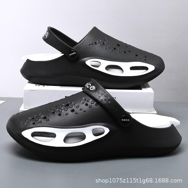 Hole shoes men's new thick-soled non-slip casual bag head drag outdoor fashion soft-soled wear-resistant beach cool slippers