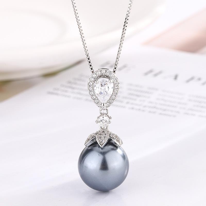 Schmuck Kupferboden Vergoldet Eingelegte Perle Temperament Leichter Luxus Anzug Frauen 14-12Mm