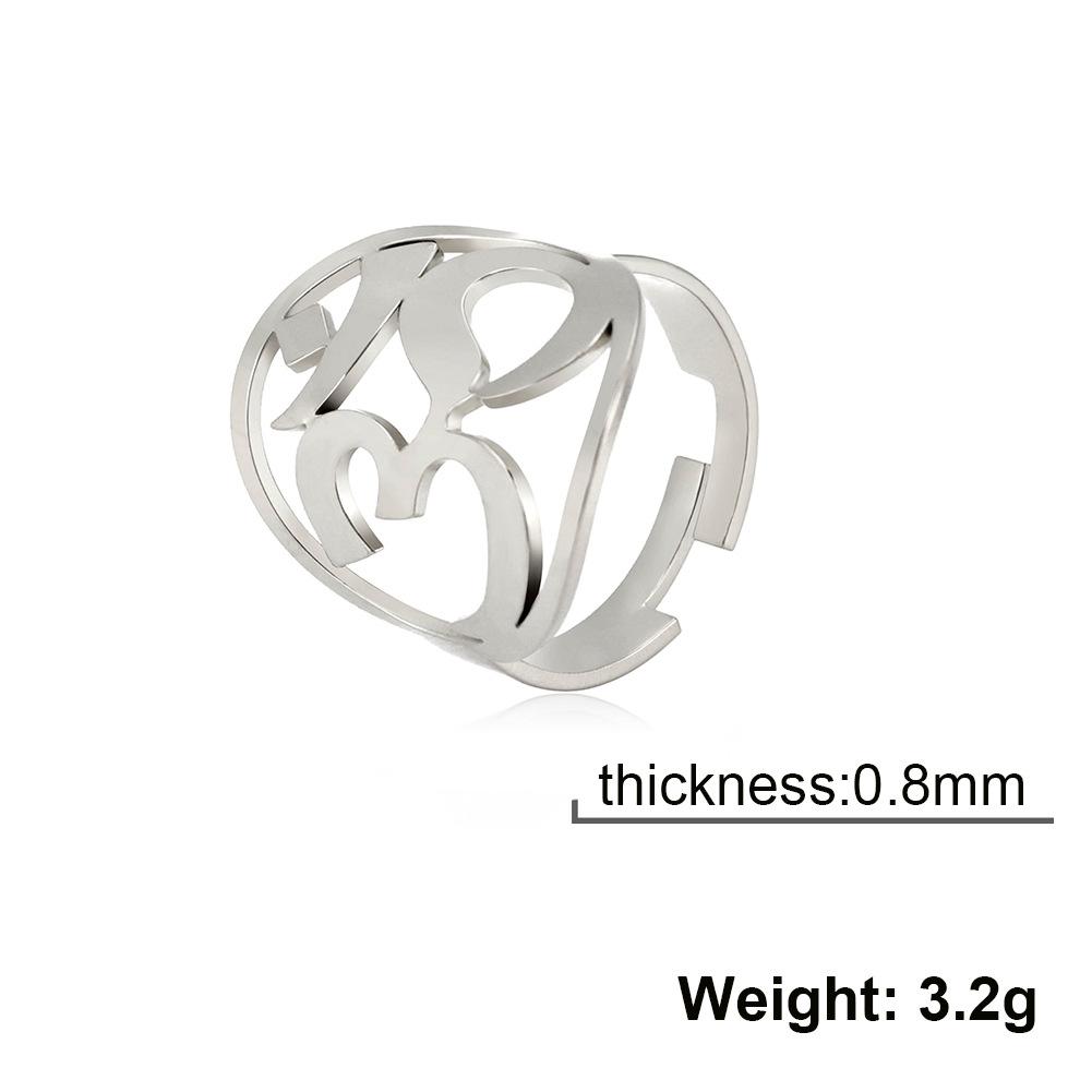 Jeshayuan Hindu Yoga Om Open Ring For Women Stainless Steel Hollow Adjustable Indian Classic Spiritual Amulet Jewelry Gift Adjustable
