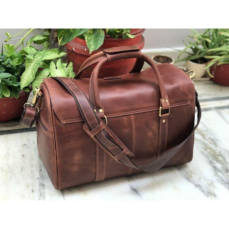 Mittelbraune Hunter Weekender-Tasche aus Leder für Damen, Taschen und Geldbörsen, Reisetasche für Herren für ältere Menschen, Neujahrsverkauf