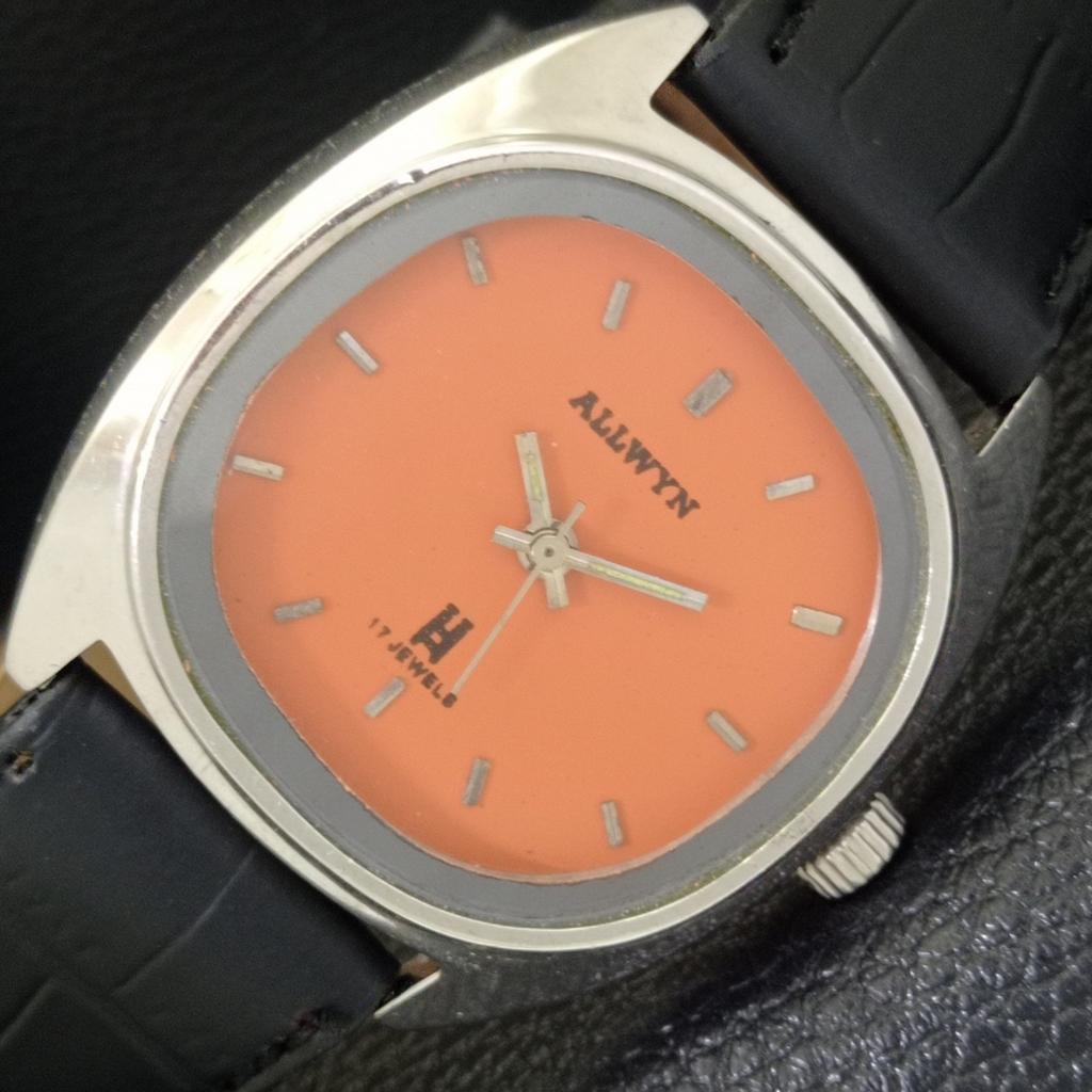 

HAND-WINDING VINTAGE ALLWYN 6300A INDIA MENS ORANGE COLOR DIAL WATCH a703949-1 R213g-a703949