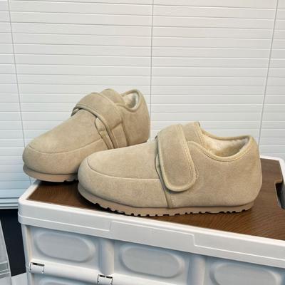 Retro Damen Winter neue Mode vielseitige matte weichsohlige Slipper Fleece verdickte Brotschuhe