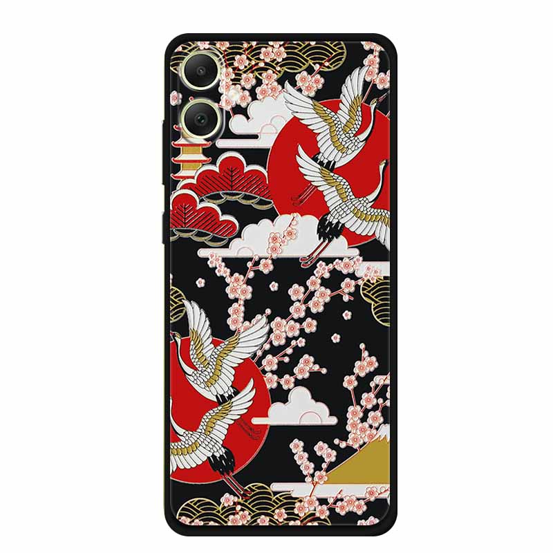 3D Emboss Case For Samsung Galaxy A06 M06 F06 A05 M05 F05 Phone Case A 06 M 05 Flower Black Silicone Soft Back Cover Coque Funda