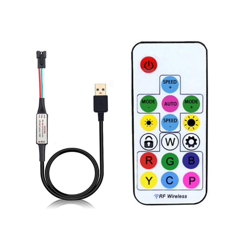 WS2811 WS2812B Led pixel Controller USB/DC 14/17/ 21keys RFWith Remote Controller for WS2811 WS2812B SK6812 LED Strip , DC5-24V
