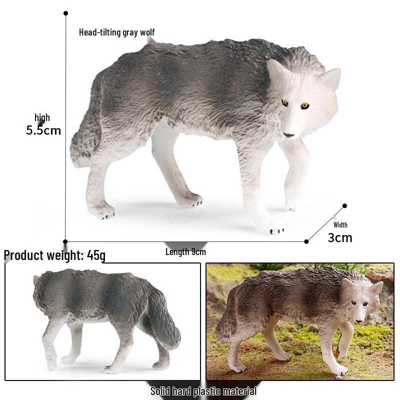 Children's Cognitive Solid Wolf Ornament - Realistic Tilting Head White & Gray Wolf Toy Model