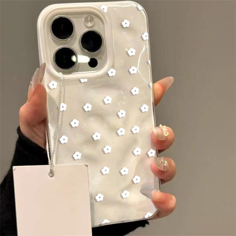 Shockproof Phone Case for iPhone 17 16 Plus 15 Pro 14 13 12 11 Pro Max 17 Air 16E Cute Ditsy Floral White Flower Soft TPU Cover