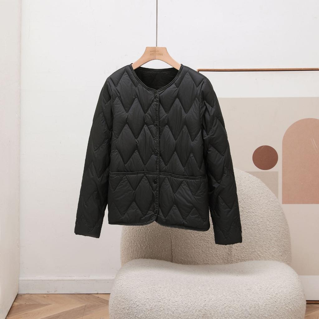 Light down jacket women's short winter casual loose and thin white duck down crew neck versatile jacket