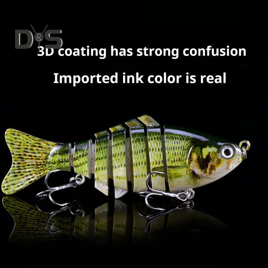 10CM/15.3G Multi-Jointed Fishing Lure with Hooks Realistic 7-Section Swimbait Plastic Artificial Bait Freshwater Saltwater Fishing Accessories
