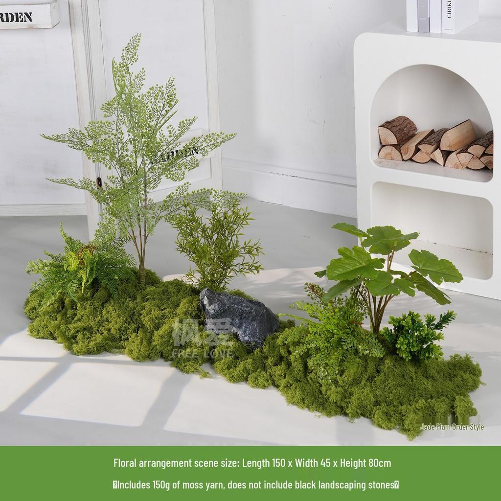 Luxury Faux Green Plant and Flower Decor - Indoor Moss and Grass Clusters for Elegant Landscaping.