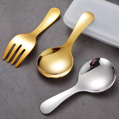 Mini 304 Edelstahl Löffel Gabel Set Kurzer Griff Aufbewahrungset Tafelgeschirr Besteckset Dessert Obst